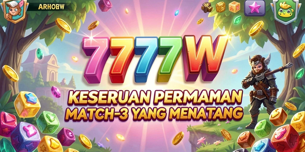 Tampilan gameplay seru dalam permainan Match-3 7777W.