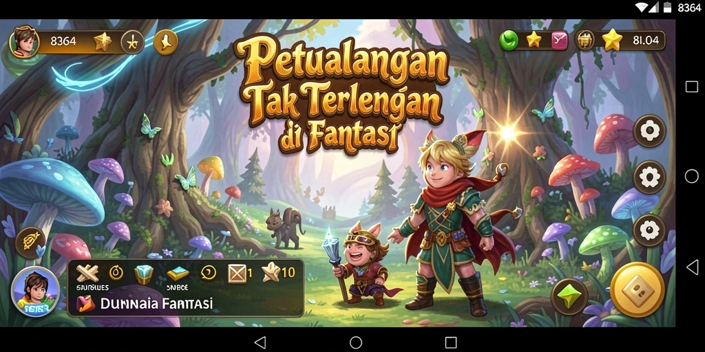 Tangkapan layar menampilkan petualangan seru dalam game 8364.