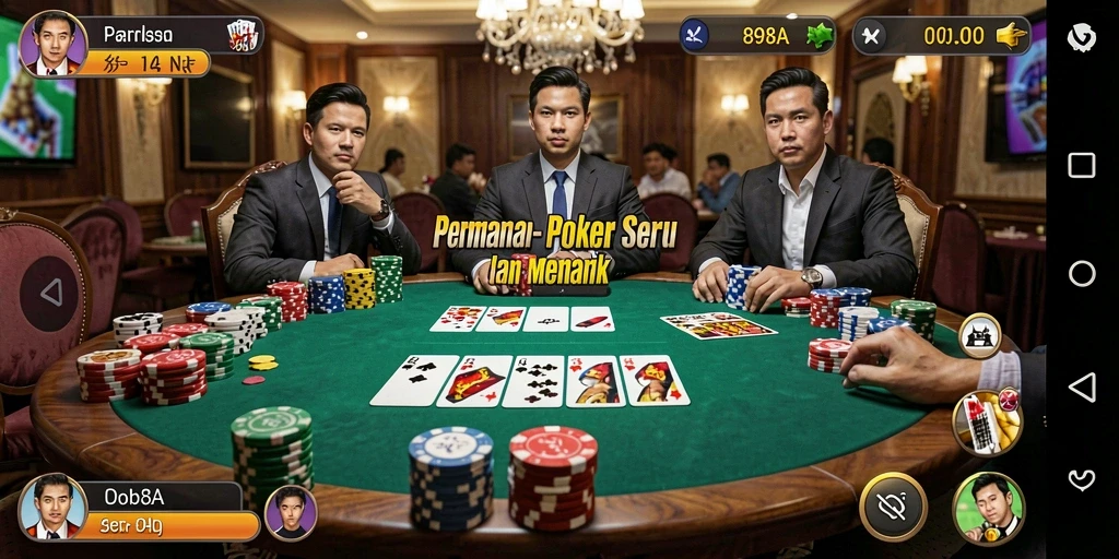Tampilan screenshot utama 898A yang menampilkan gameplay Poker yang seru.