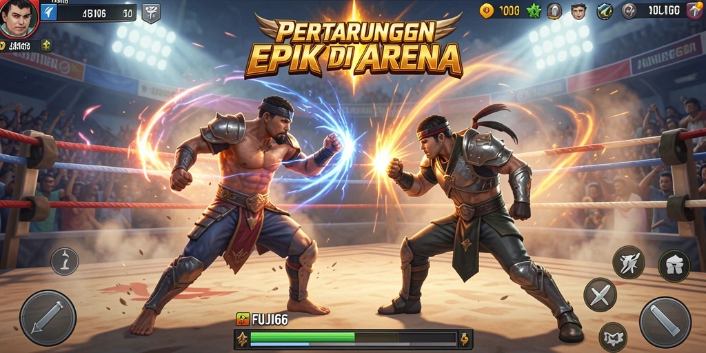 Tangkapan layar memperlihatkan aksi seru pertarungan dalam FUJI66.