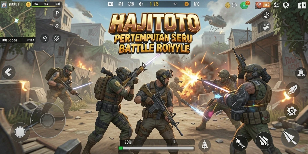 Tampilan dinamis gameplay seru HAJITOTO di medan pertempuran.