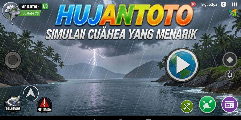 Tampilan gameplay <strong>HUJANTOTO</strong> yang menakjubkan dengan efek cuaca yang realistis.