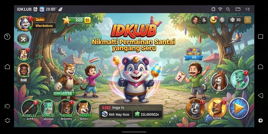 Tampilan gameplay IDKLUB yang penuh warna dan seru.