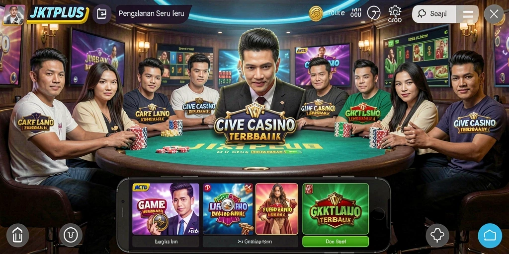 Screenshot JKTPLUS menampilkan dealer langsung bermain blackjack.