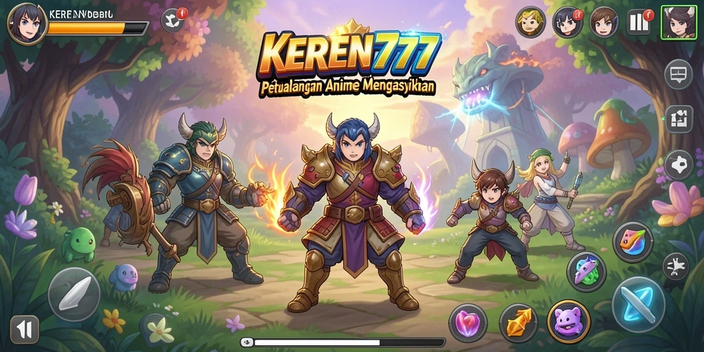 Tampilan gameplay KEREN777 yang penuh aksi dan karakter Anime.