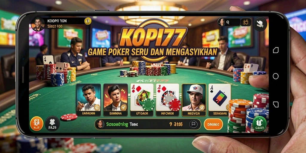 Tampilan gameplay KOPI77 yang menegangkan dengan suasana Poker yang nyata.