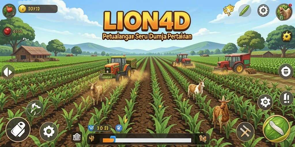 Screenshot gameplay LION4D menampilkan aktivitas bertani yang seru dan interaktif.