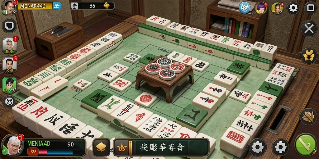 Tangkapan layar utama MENARA4D menampilkan gameplay Mahjong seru dan mendebarkan.