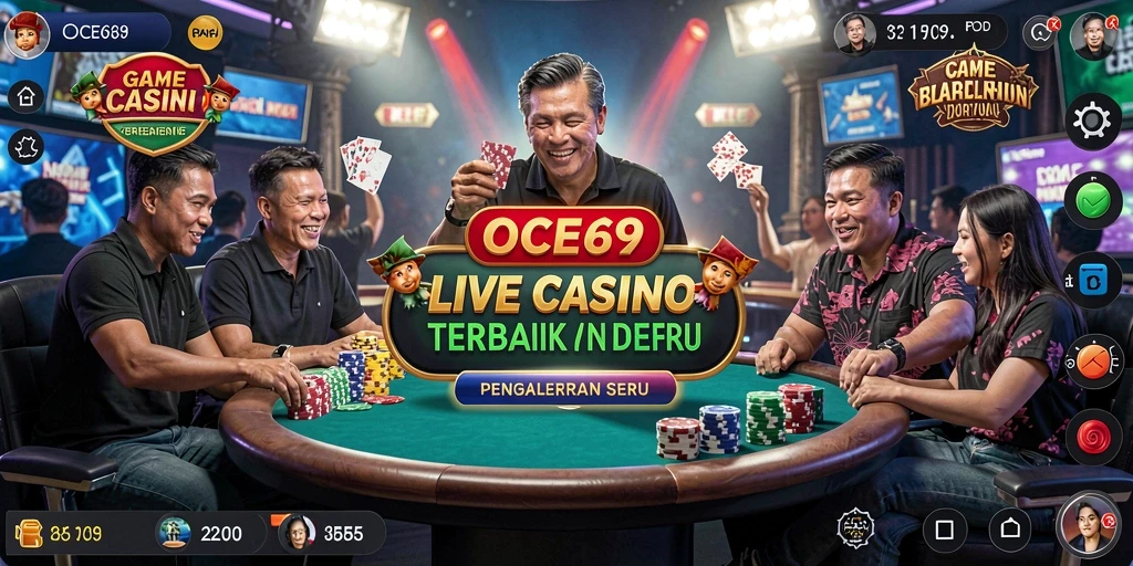 Tampilan utama gameplay OCE69 di Live Casino dengan dealer dan meja permainan.