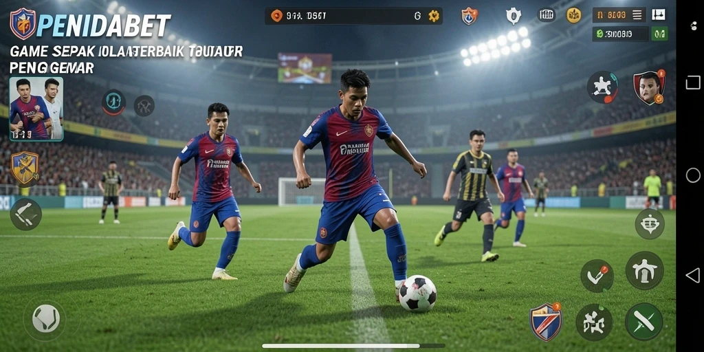 Screenshot gameplay PENIDABET menampilkan aksi mendebarkan di lapangan sepak bola.