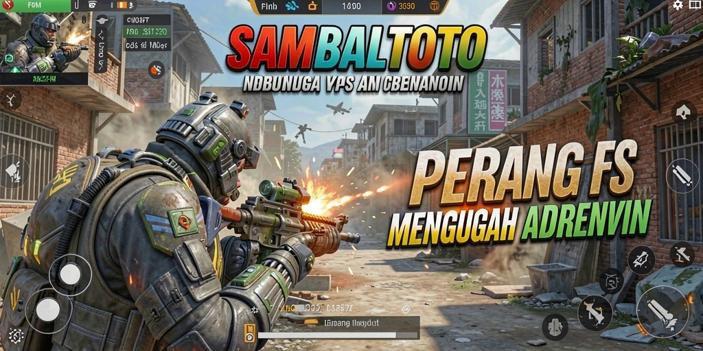 Screenshot gameplay SAMBALTOTO menampilkan pertempuran intens di medan perang.