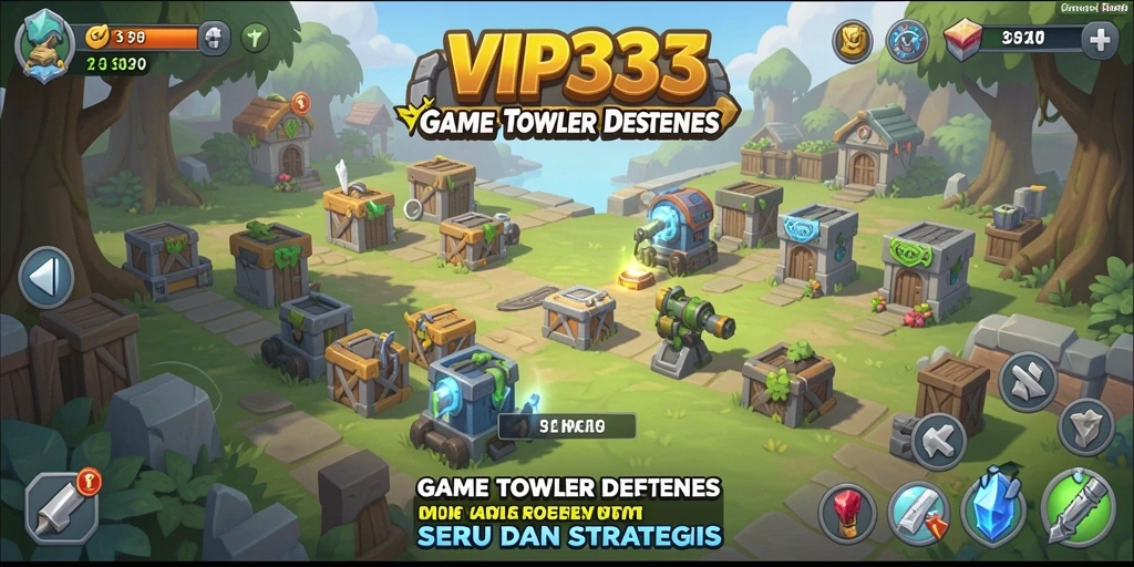Tampilan screenshot menunjukkan aksi seru dalam permainan Tower Defense.