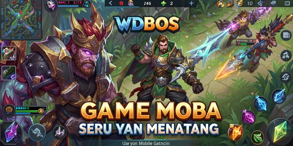 Screenshot WDBOS menampilkan aksi pertempuran seru dalam permainan MOBA.